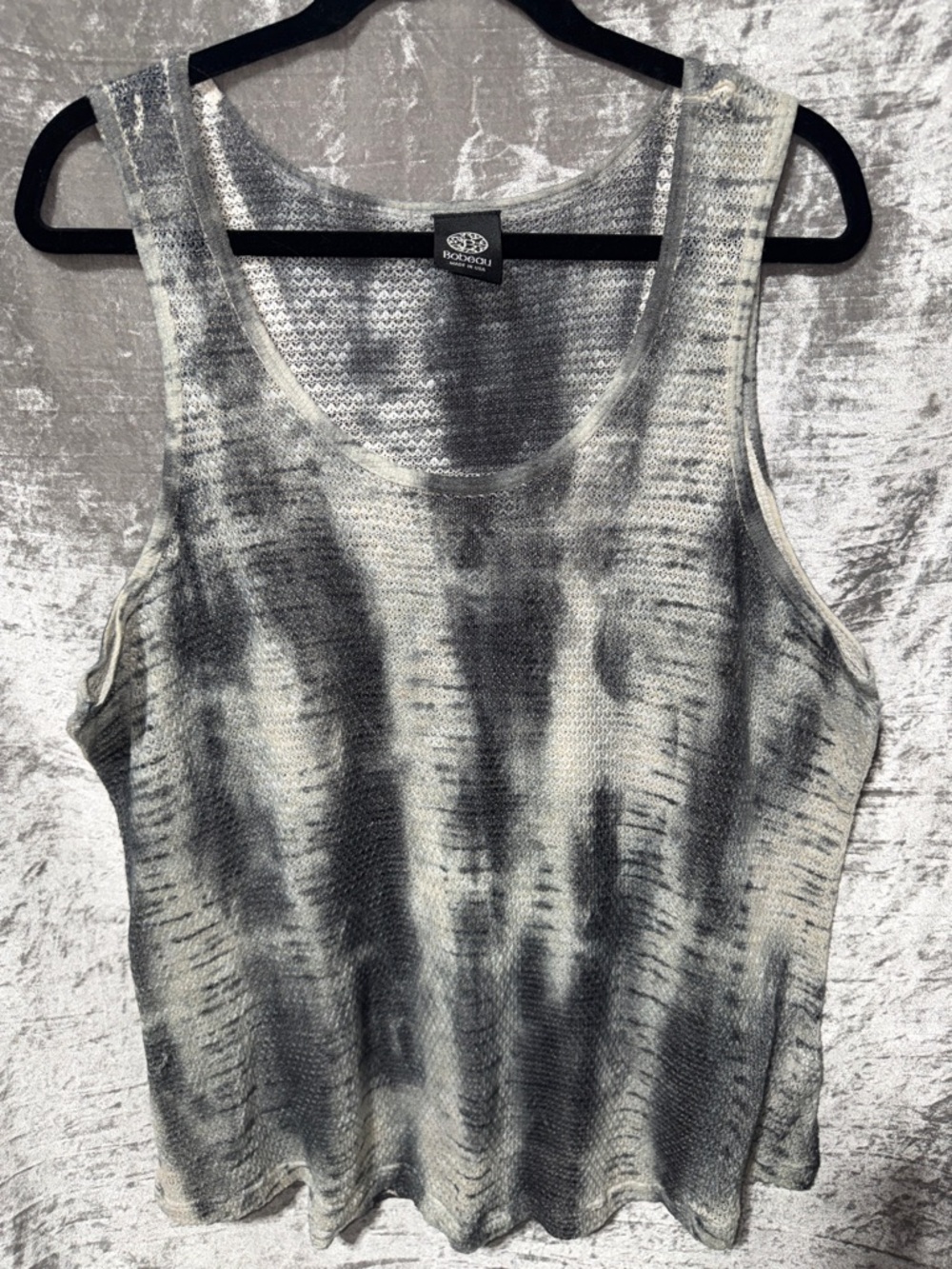 bobeau Black & White Tie-Dye Sleeveless Knit Tank